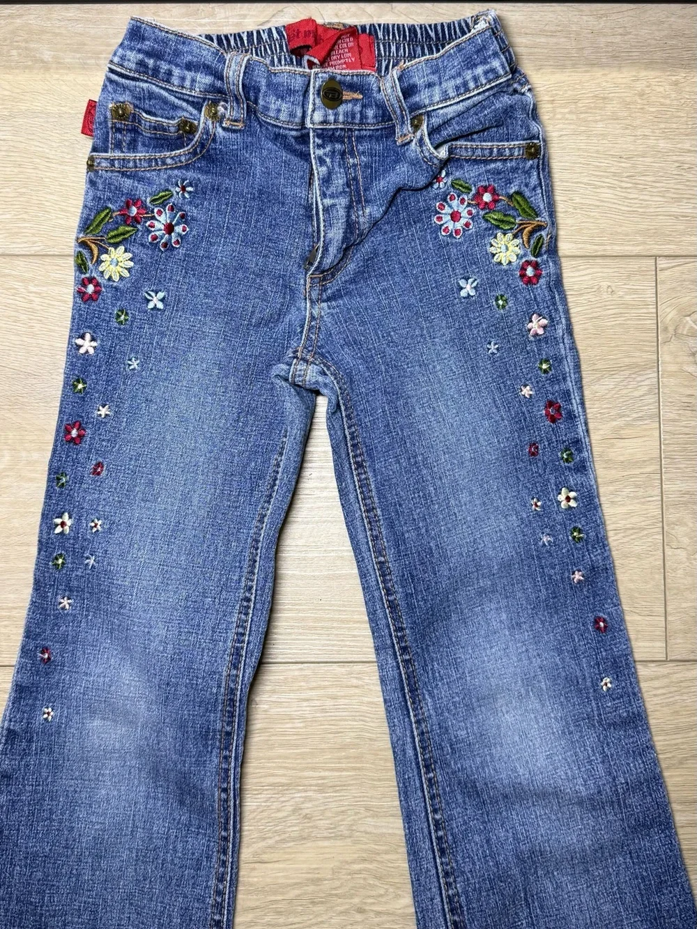 Y2K 2000s Toddlers Embroidered Floral & Patterned Flared Jeans